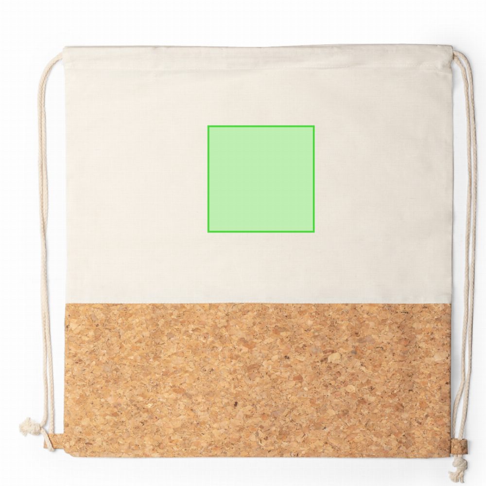 Branding diagram for Cork drawstring bag Galsin – Side A, central