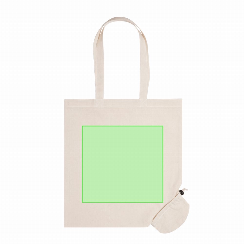 Branding diagram for Cotton folding shopping bag Nepax – Side A, central and unfolded