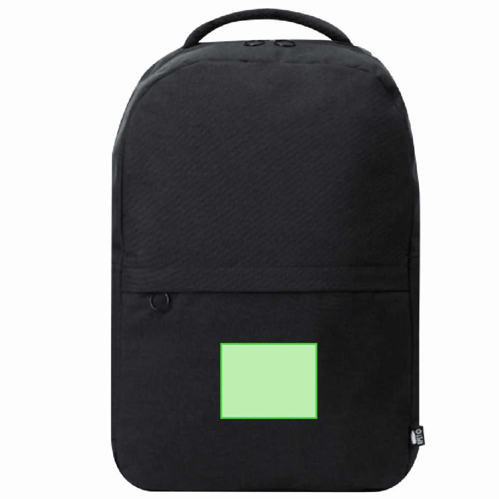 Branding diagram for Laptop rucksack from RPET, 10 inches Konor – Pocket centered
