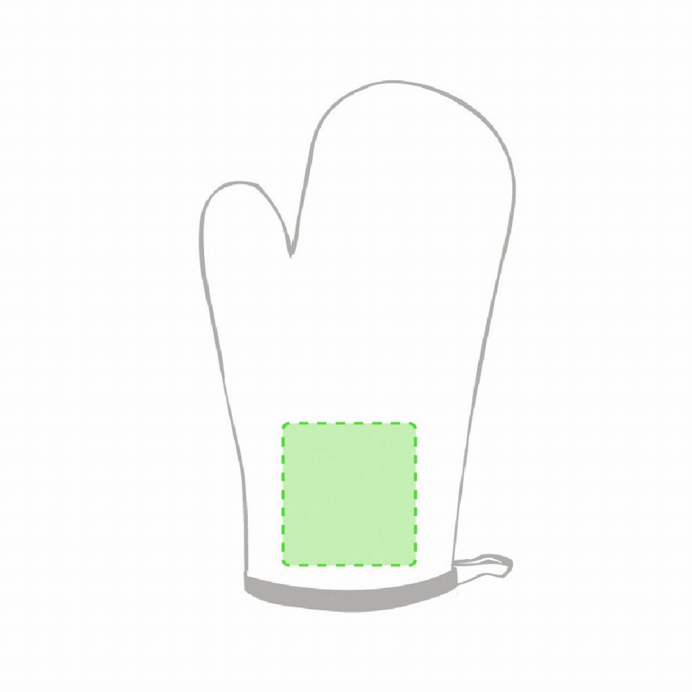 Druckskizze für Küchenhandschuh aus Baumwolle Calen – Im Bereich des Handgelenks