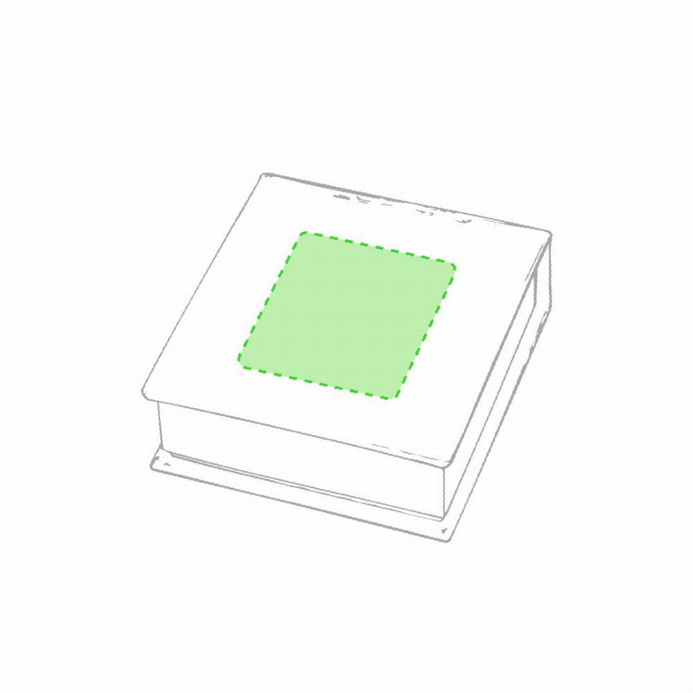 Druckskizze für Notizzettelbox aus Recyclingkarton Leryl – Deckel, mittig