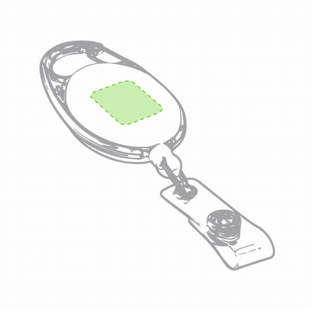 Druckskizze für Rollerclip für Ausweise Napper – mittige Markierungsfläche