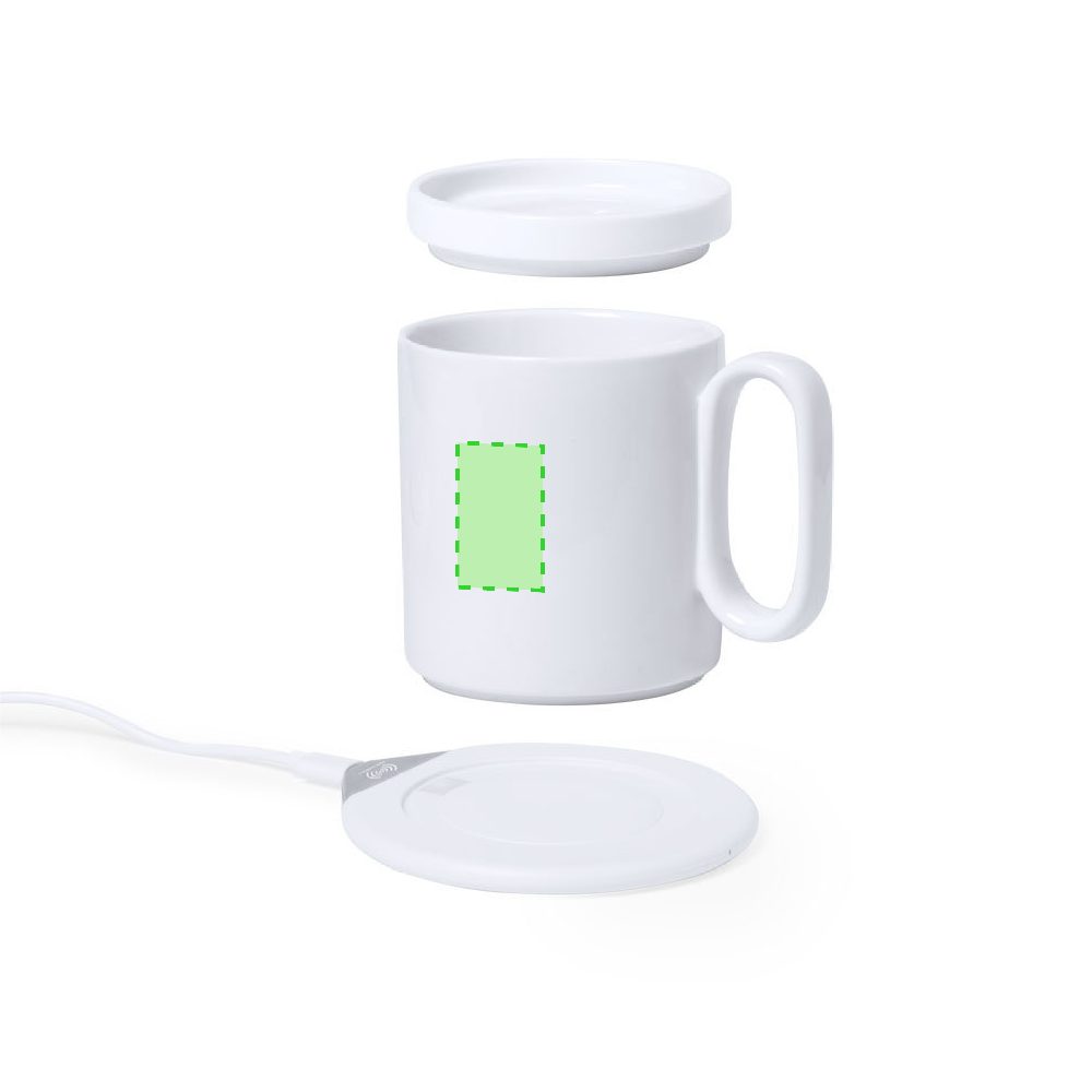 Branding diagram for Cup heater with ceramic wireless charging station, 15 W Kalan – On the side surface A