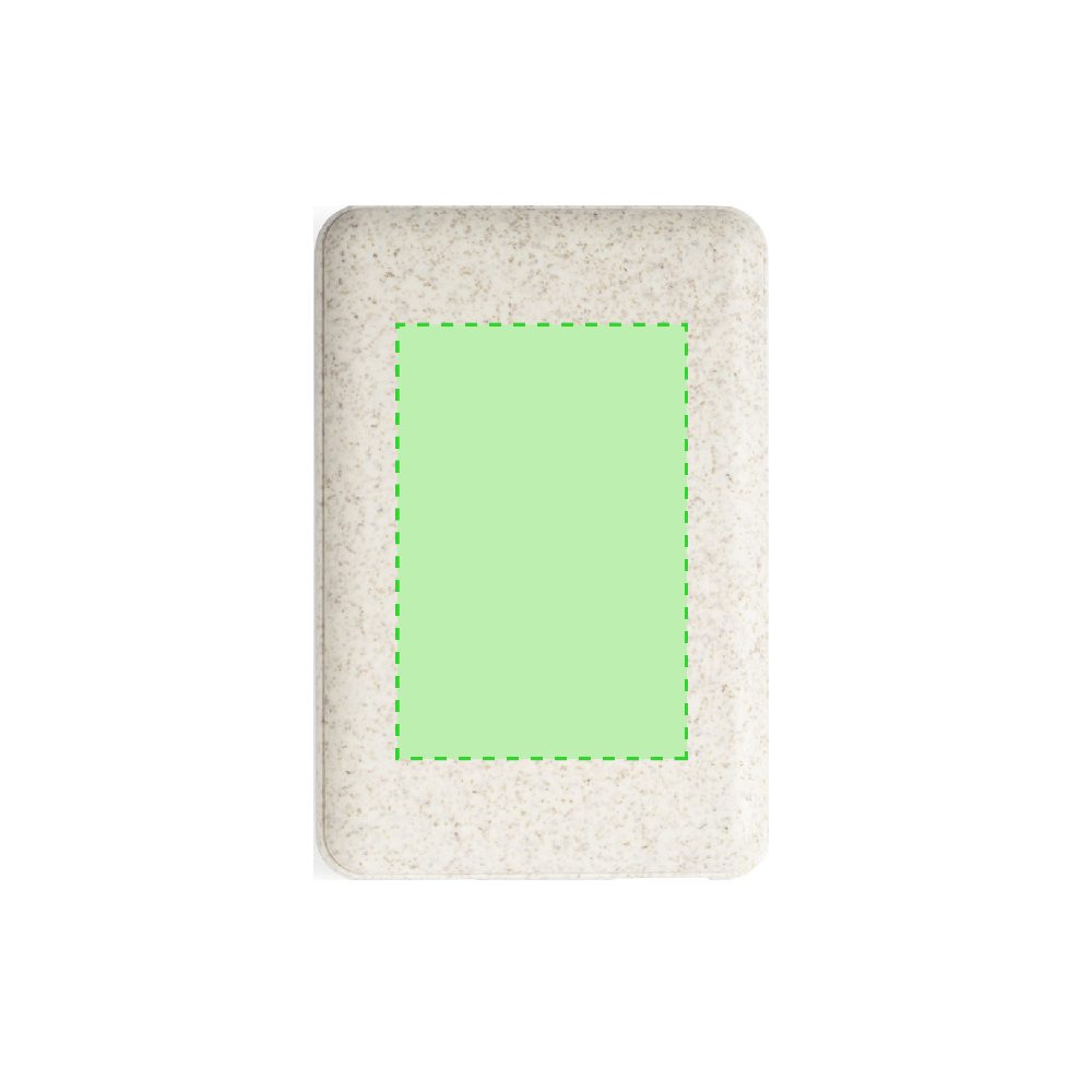 Branding diagram for Powerbank made from wheat straw, 5,000 mAh Shiden – Centered top side