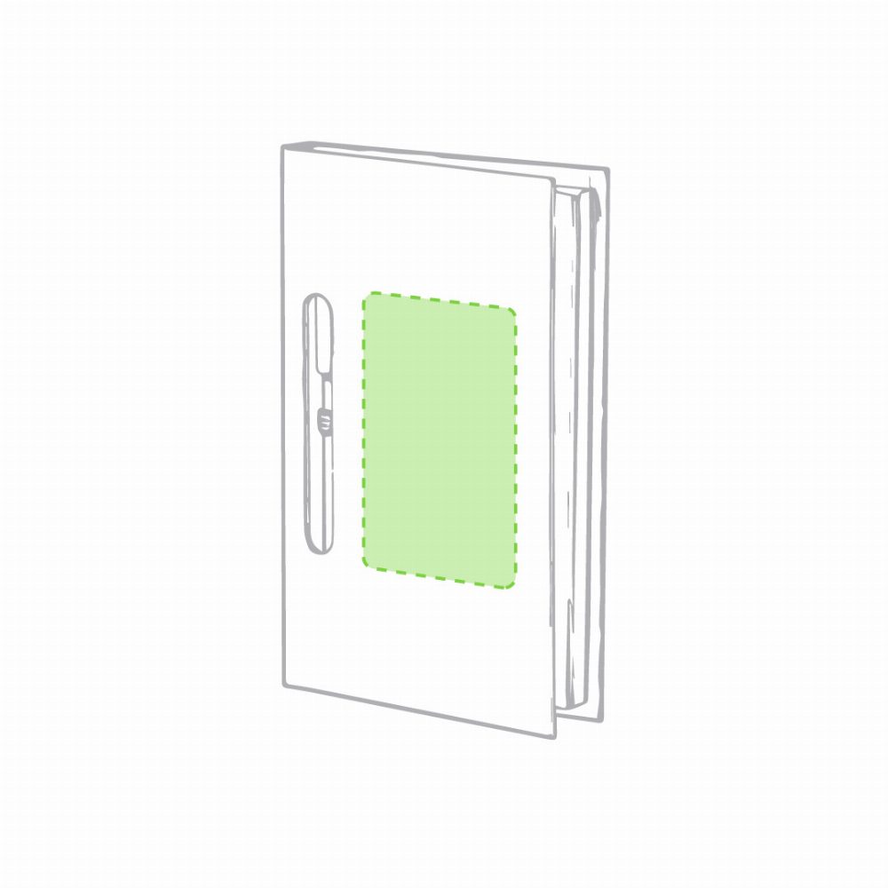 Branding diagram for Recycled cardboard notebook Kendil – On the cover of the book