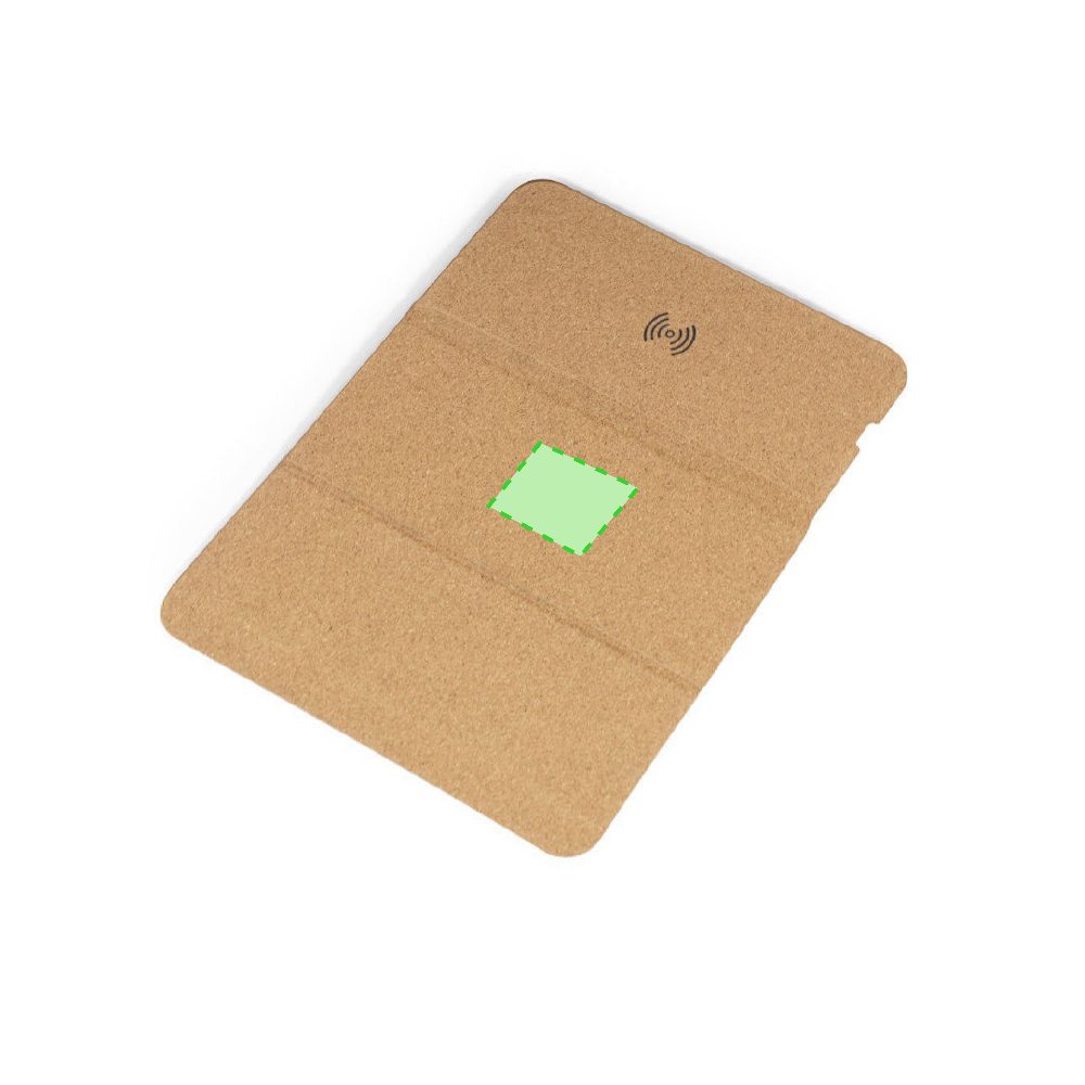 Branding diagram for Mousepad with cork wireless charging station, 5 W Relium – Concentrates on the surface