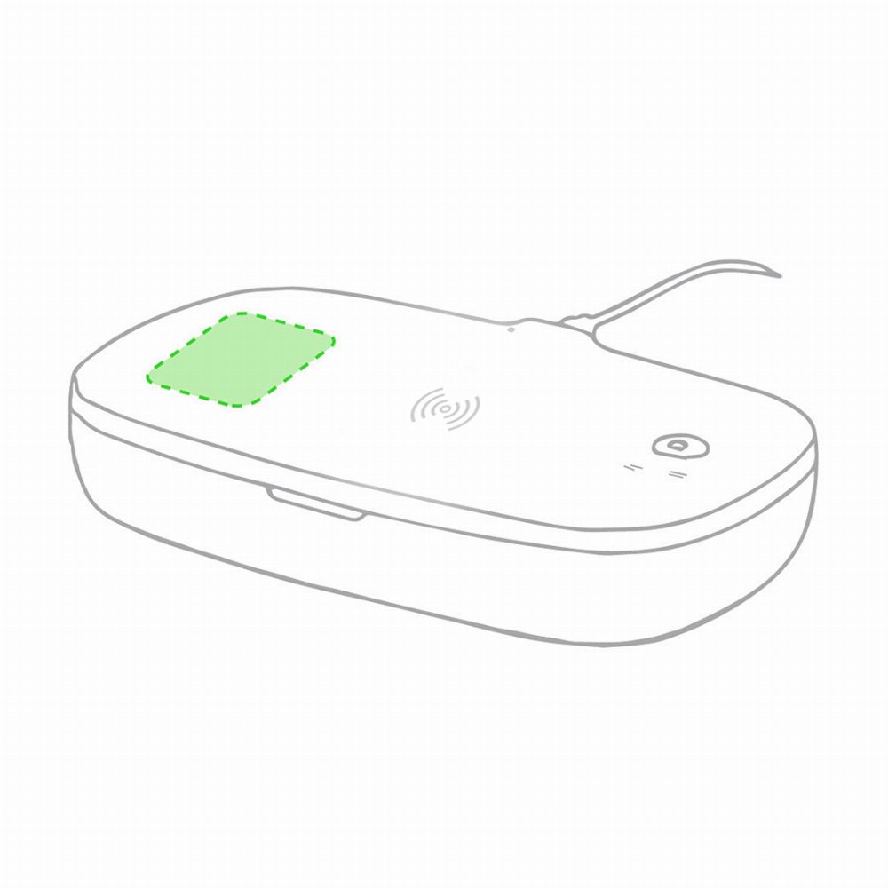 Branding diagram for UV cleaning box with wireless charging station 5 W Halby – Cover on the corner