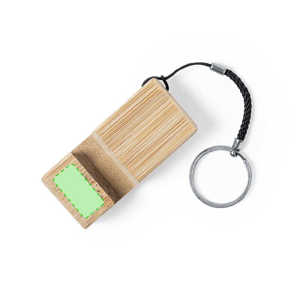 Branding diagram for Bamboo key rings with mobile handset Maros – Front