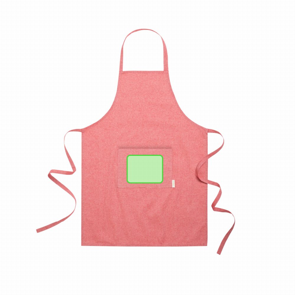 Branding diagram for Apron of recycled cotton Pissek – Pocket centered