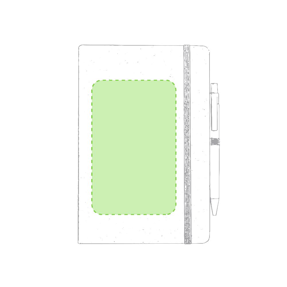 Branding diagram for Recycled cardboard notebook Esteka – Focuses on the cover