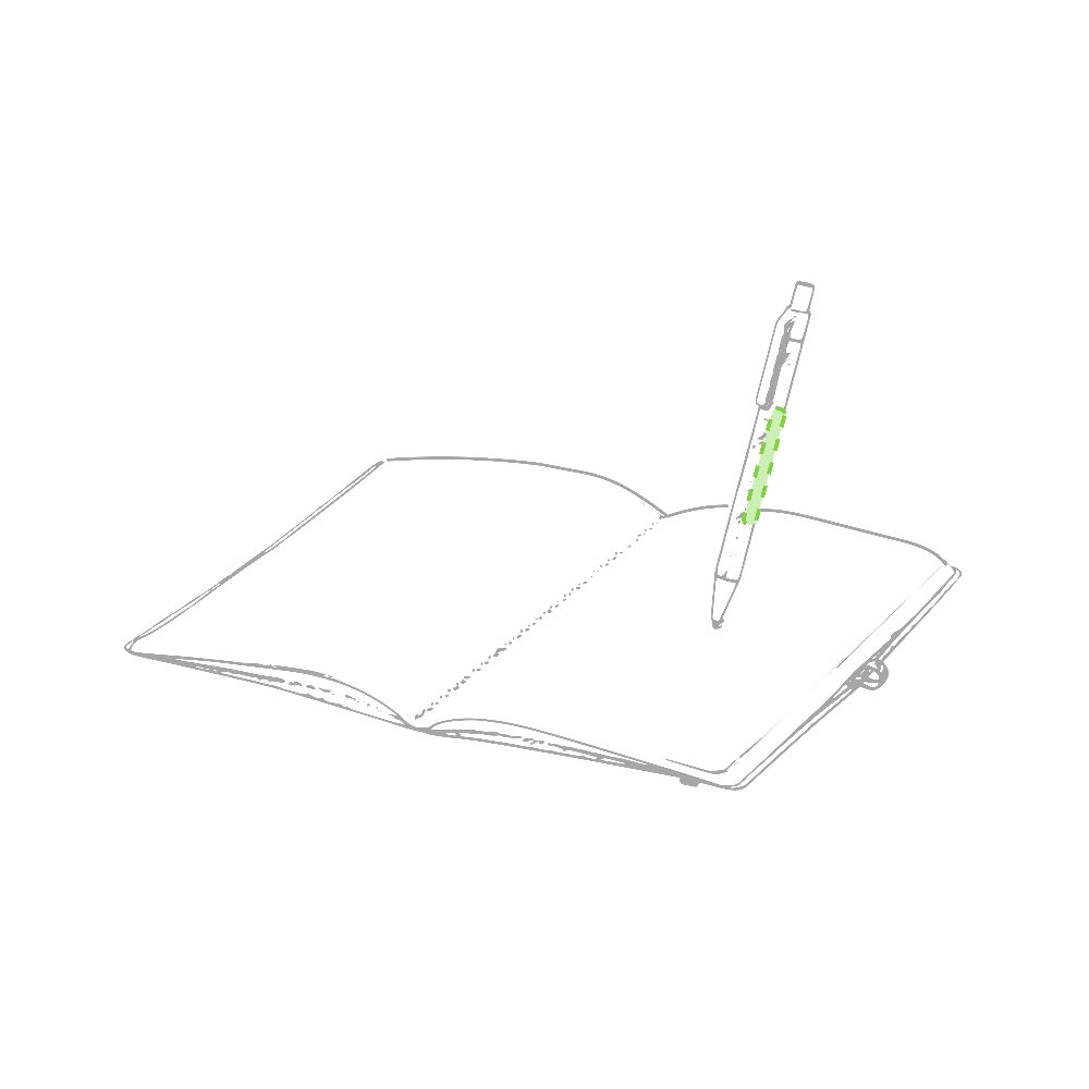 Branding diagram for Recycled cardboard notebook Esteka – Ballpoint pen axle