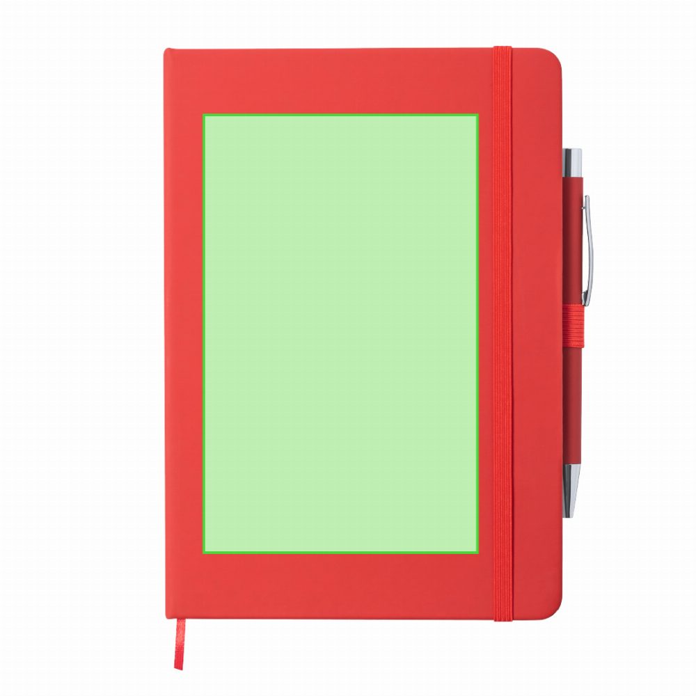 Branding diagram for Notebook of artificial leather, lined Robin – Focuses on the cover