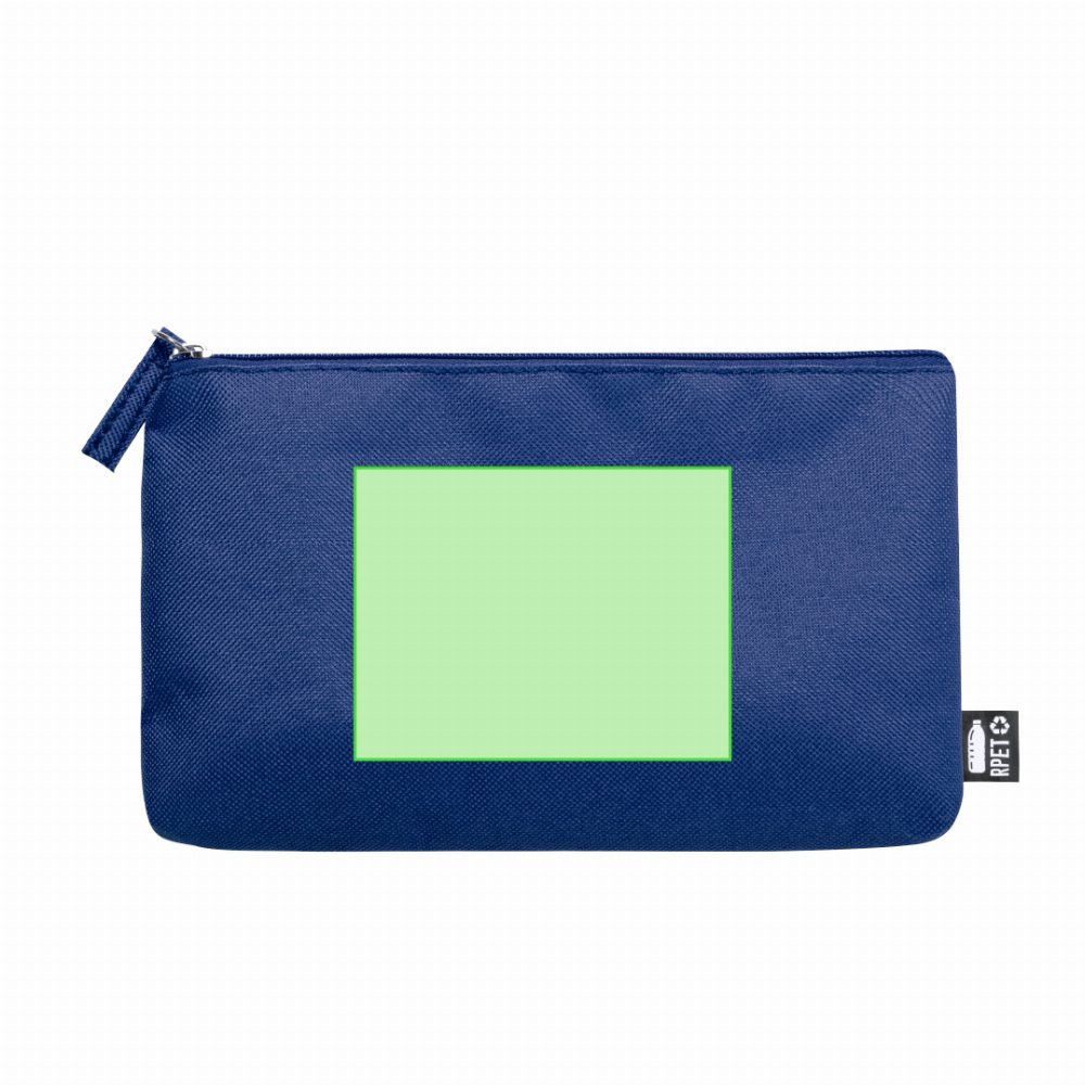 Branding diagram for Cosmetic bag made of RPET Akilax – Focuses on the side