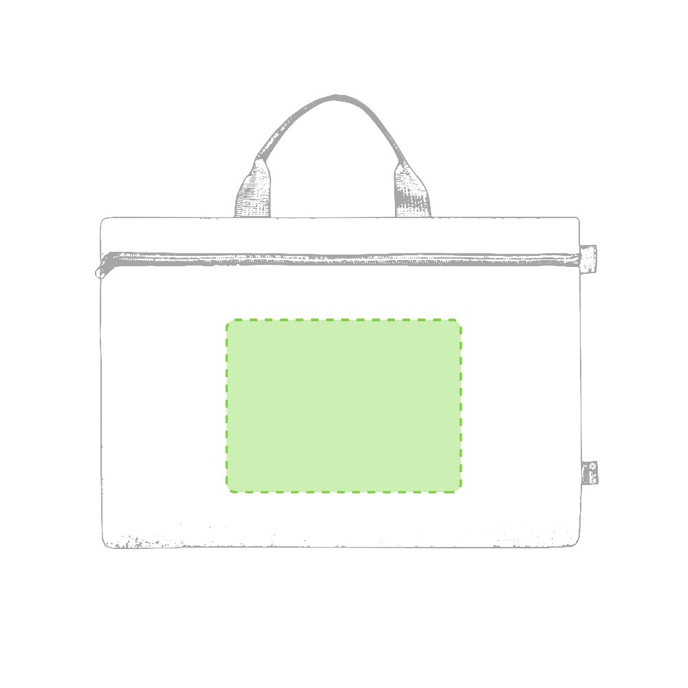 Branding diagram for Document Bag from RPET Divaz – Front, central