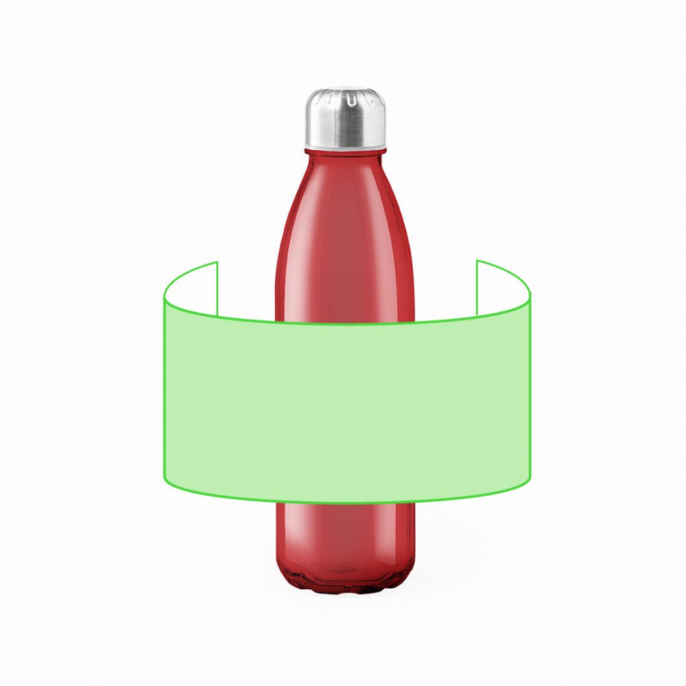 Druckskizze für Trinkflasche aus Glas, 650 ml Sunsox – rund um den Körper