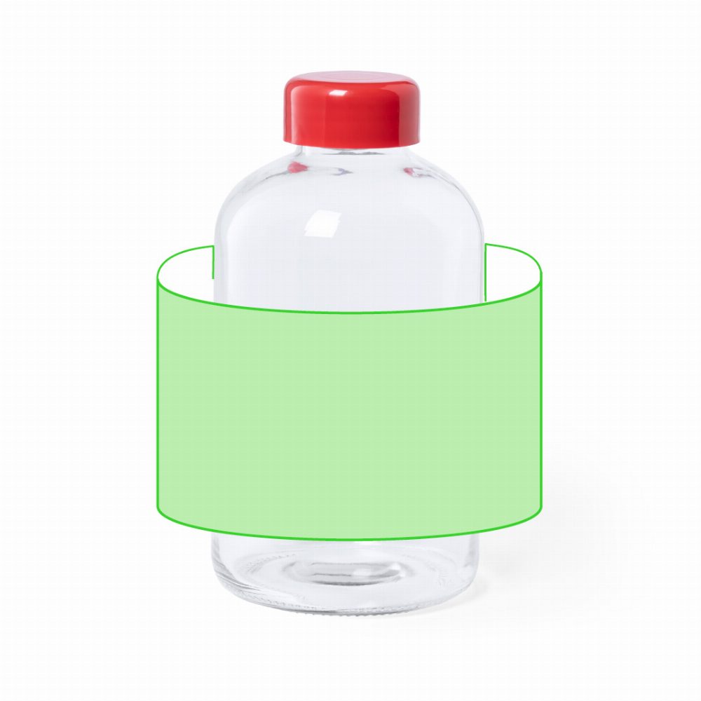 Branding diagram for Glass drinking bottle, 600 ml Flaber – Around the body