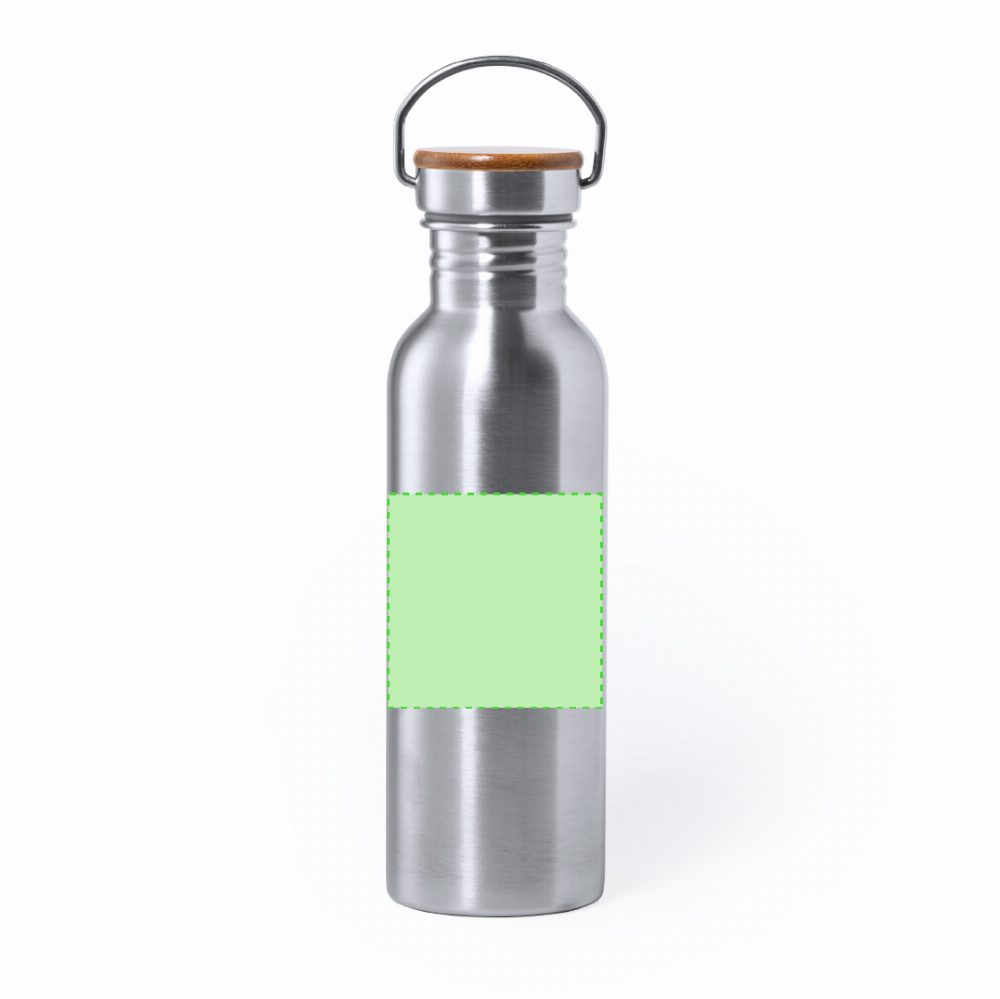 Branding diagram for Stainless steel drinking bottle, 800 ml Rangler – Front