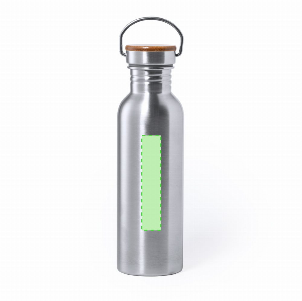 Branding diagram for Stainless steel drinking bottle, 800 ml Rangler – Centred on the side of the container