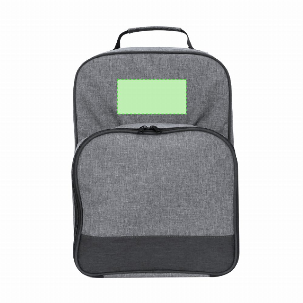 Branding diagram for Picnic Cooling Backpack from RPET Kazor – In the front tip