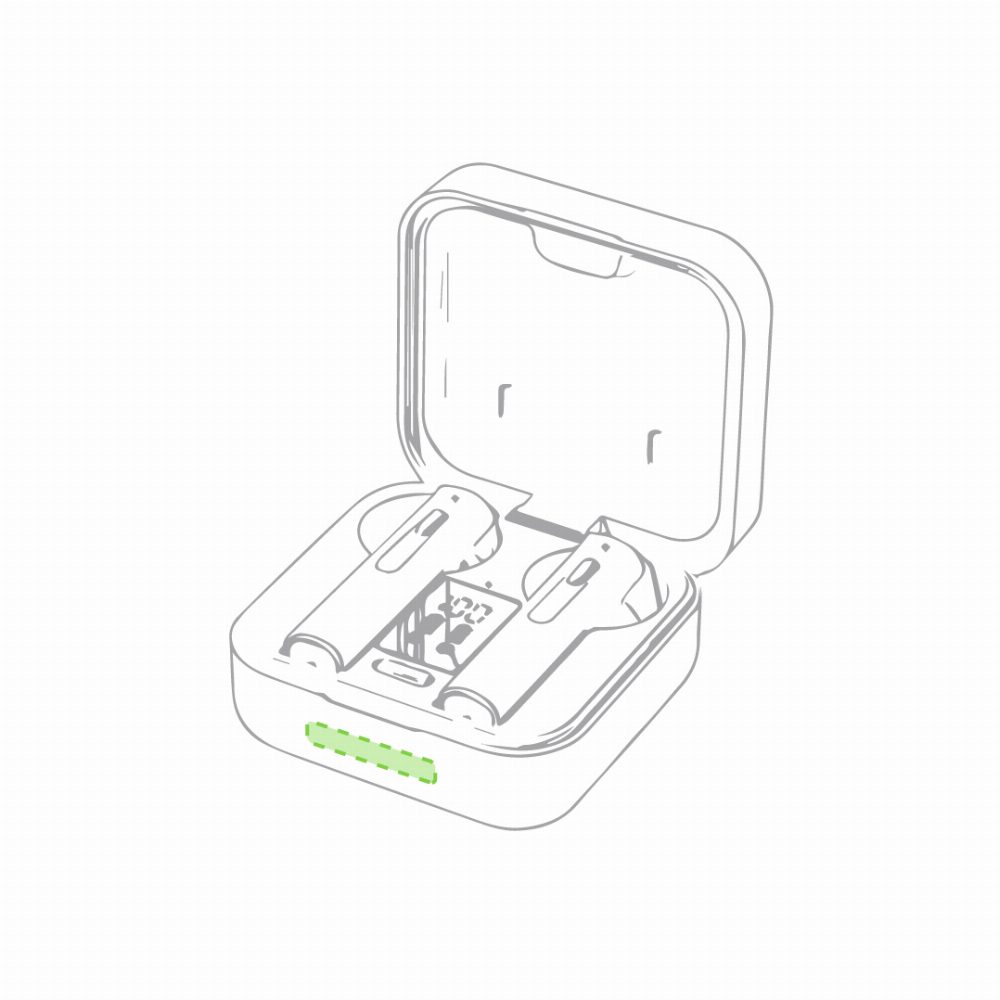 Branding diagram for Bluetooth in Ear Headphones Vinzer – On the lateral side 1