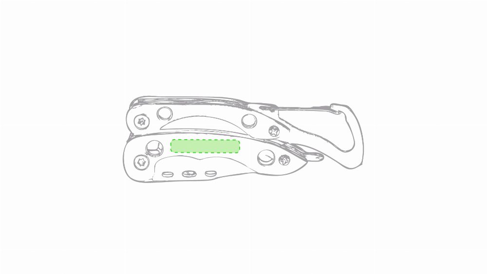Branding diagram for Multitool made of aluminium ORIZONS Borth – In the body side B