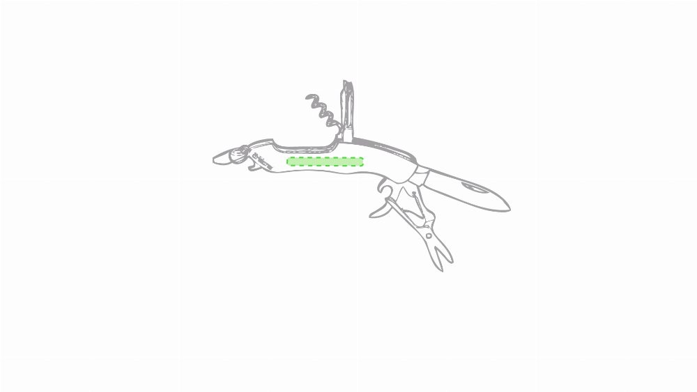 Branding diagram for Aluminium ORIZON multifunctional pocket knife Klent – Body