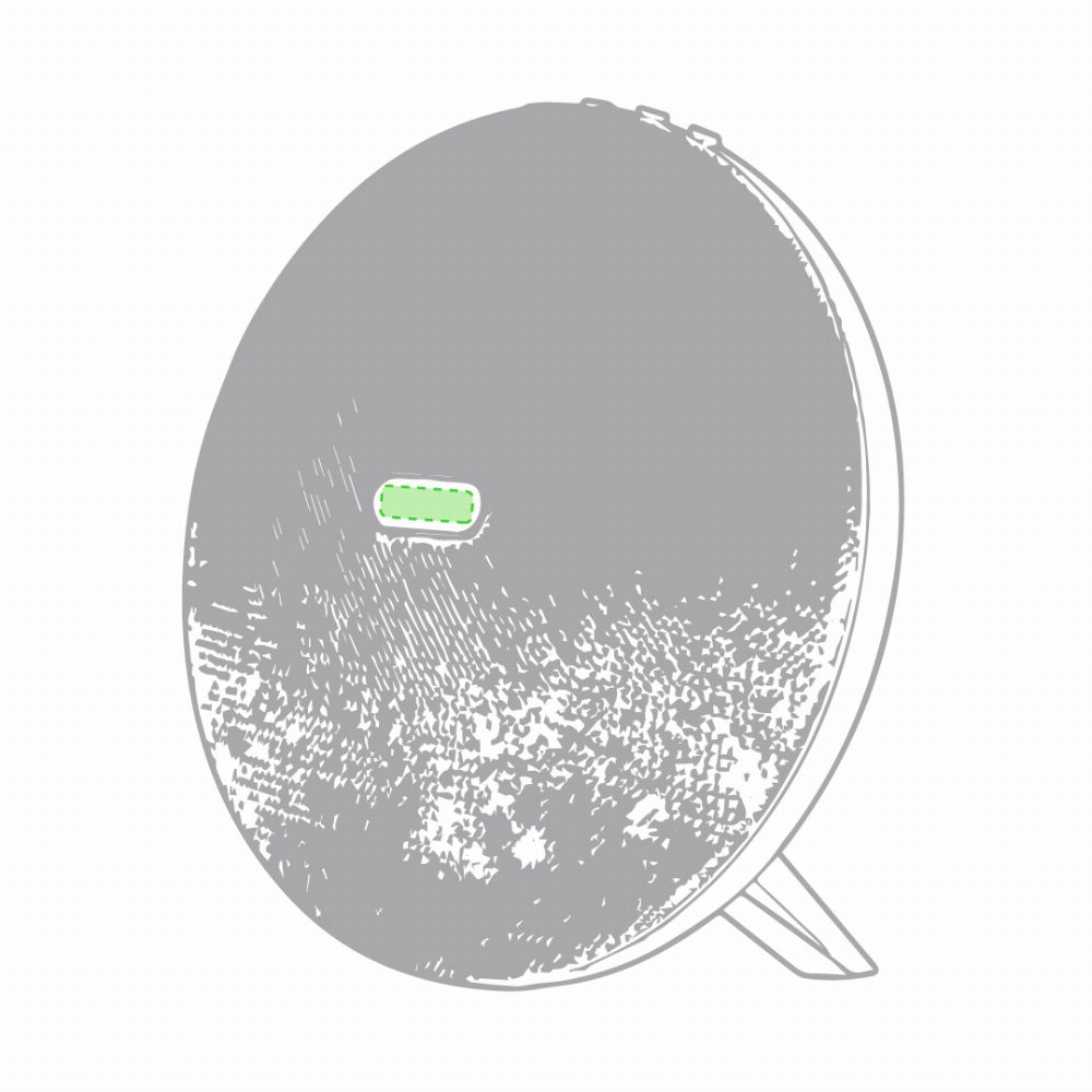 Branding diagram for Bluetooth speaker 8 W ANTONIO MIRÓ Holsux – Concentrates on the centre circle