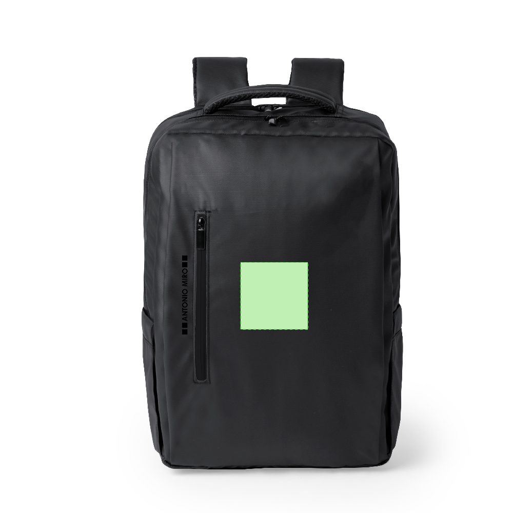 Branding diagram for Laptop backpack made of artificial leather, 15 inches Antonio Miro Ladian – Next to the bag