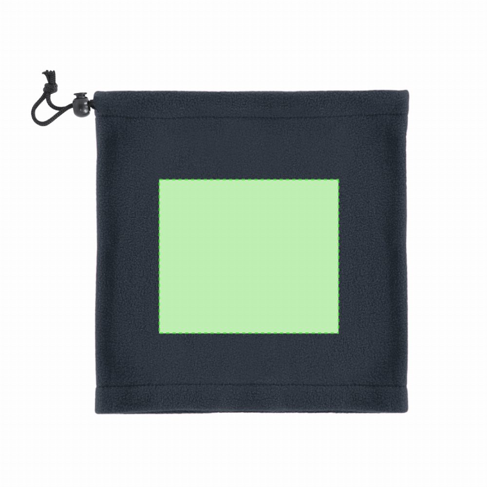 Branding diagram for 2 in 1 hose scarf and hat Articos – Central marking surface