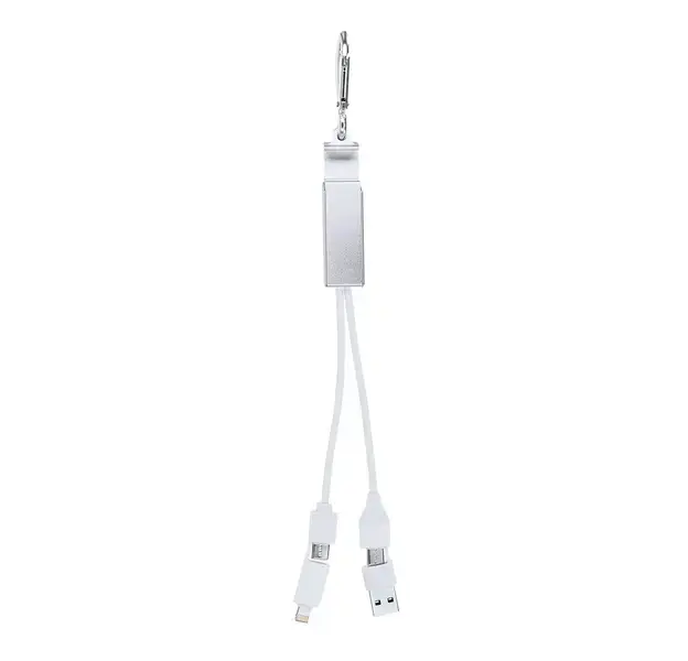 Ladegerät USB Hub Leony - silber, Farbe: silber personalisierte Geschenke 